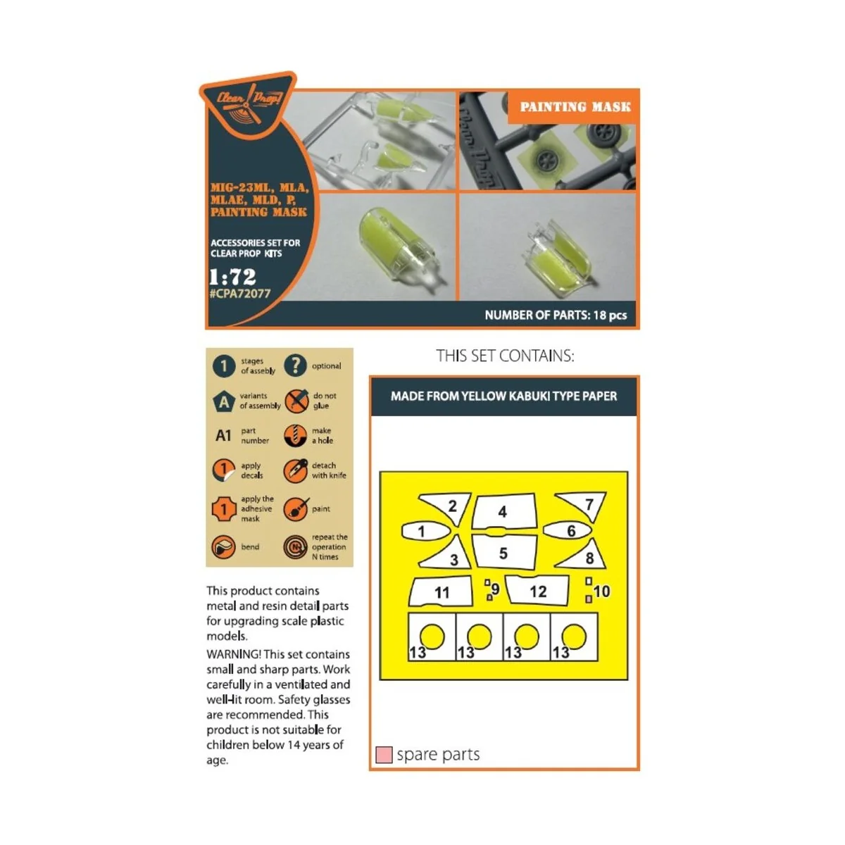 MiG-23ML, MLD, P, MLAE painting mask for CP kits, 1/72 - Clear Prop... MiG-23ML, MLD, P, MLAE painting mask for CP kits, 1/72 - Clear Prop...