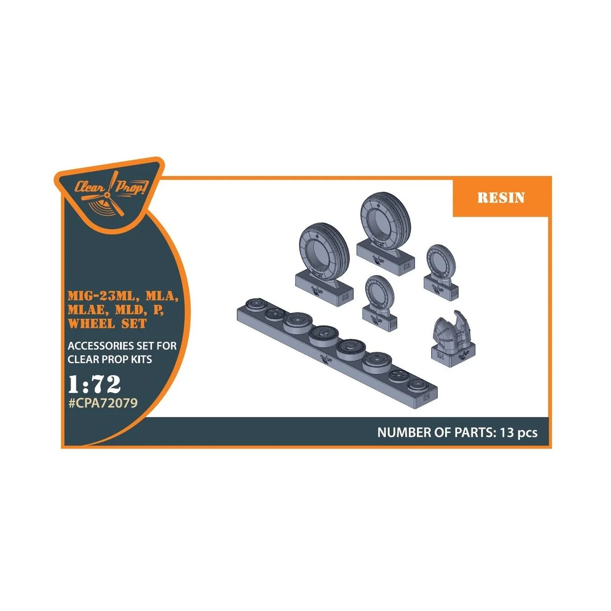 MiG-23ML, MLD, P, MLAE wheel set, 1/72 - Clear Prop Accessories CPA...
