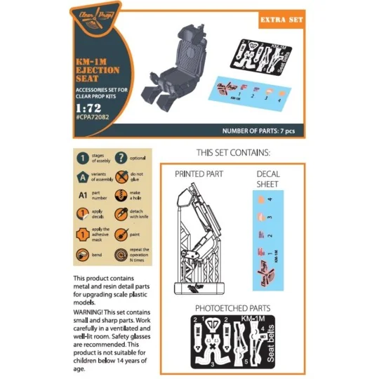 KM-1M Ejection seat for CP kits and other, 1/72 - Clear Prop Access...
