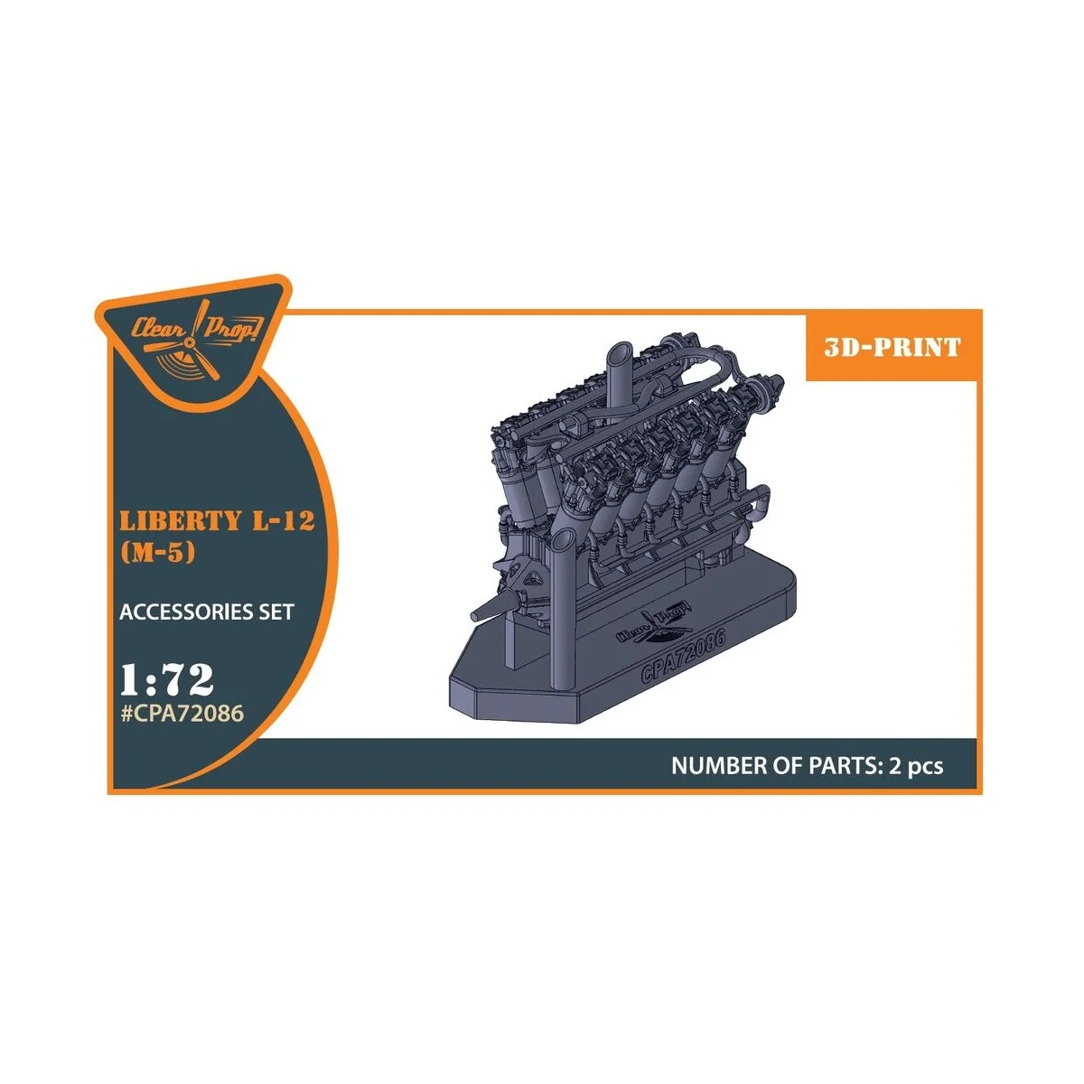 Liberty L-12 engine set 3D print, 1/72 - Clear Prop Accessories CPA...