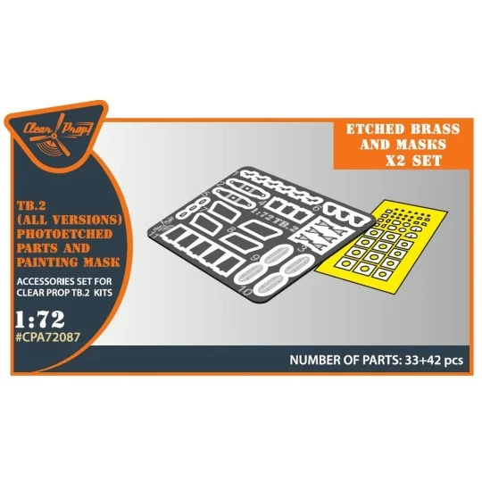 TB.2 PE parts and painting mask x2 set for CP kits, 1/72 - Clear Pr... TB.2 PE parts and painting mask x2 set for CP kits, 1/72 - Clear Pr...