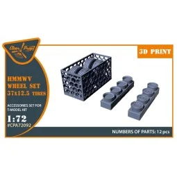 HMMWV Wheel set 37x12, 5 Tires for T-Model kits, 1/72 - Clear Prop ...