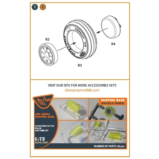 AMX, AMX-T Ghibli wheel set for Italeri kits, 1/72 - Clear Prop Acc...