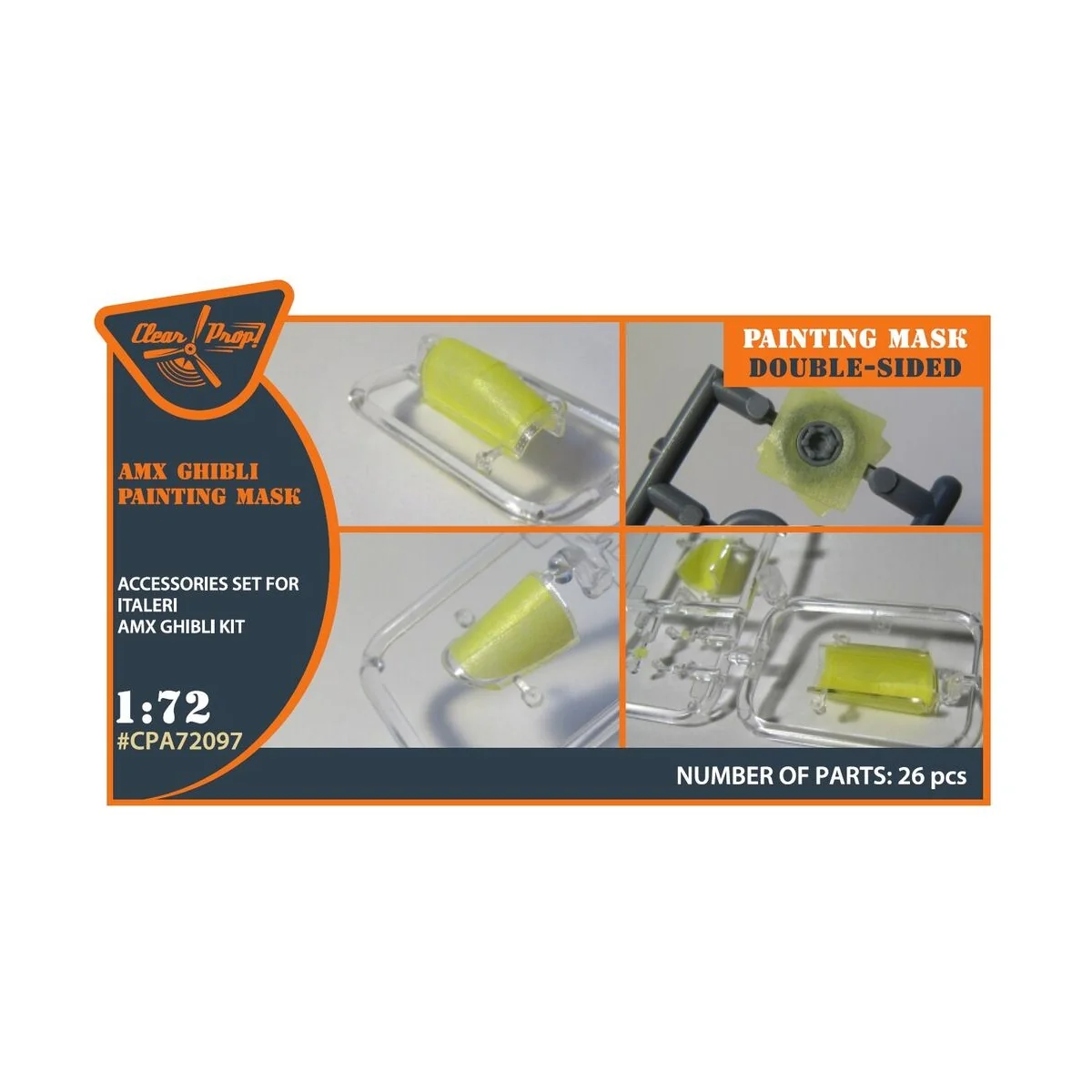 AMX Ghibli double-sided painting mask for Italeri kits, 1/72 - Clea...