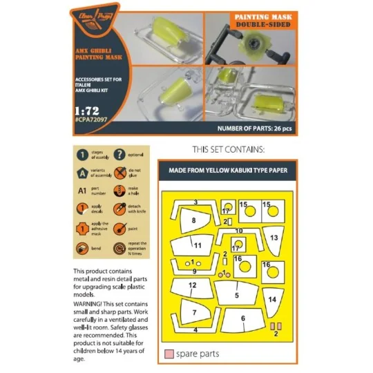 AMX Ghibli double-sided painting mask for Italeri kits, 1/72 - Clea...