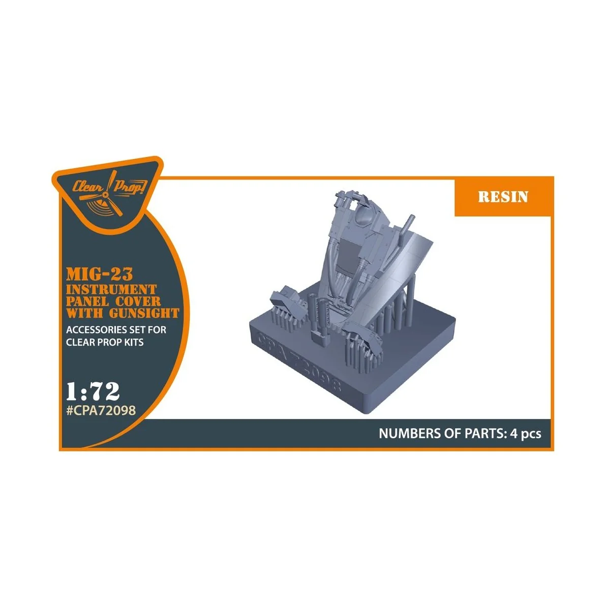 MiG-23 Instrument panel cover with gunsight for CP kits, 1/72 - Cle...