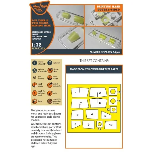 F-5F Tiger II painting mask for Italeri kits, 1/72 - Clear Prop Acc... F-5F Tiger II painting mask for Italeri kits, 1/72 - Clear Prop Acc...