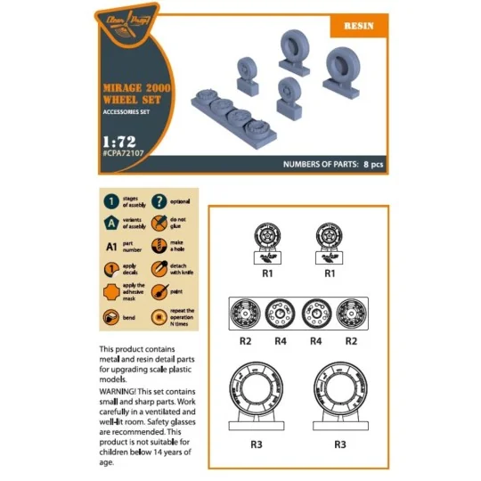 Mirage-2000 wheel set for Modelsvit, Dream Model kits, 1/72 - Clear... Mirage-2000 wheel set for Modelsvit, Dream Model kits, 1/72 - Clear...