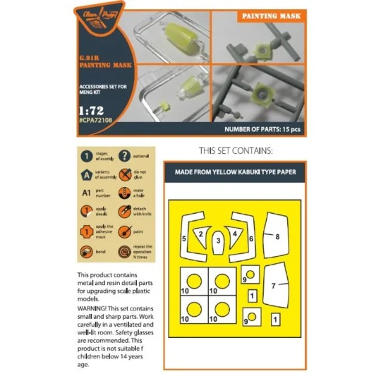 G.91R painting mask for MENG kits, 1/72 - Clear Prop Accessories CP...