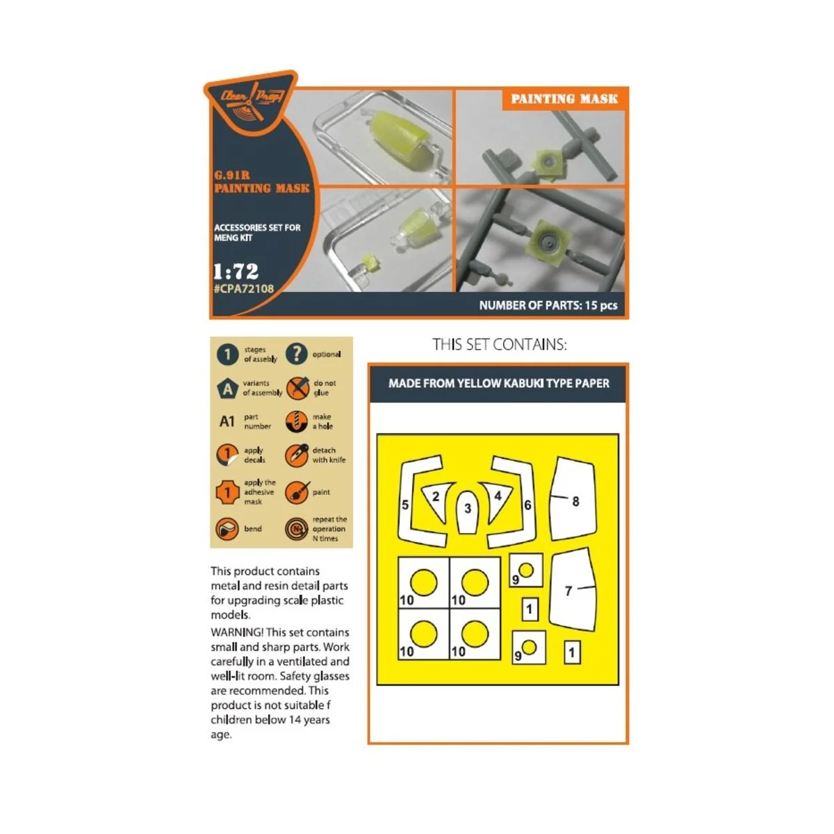 G.91R painting mask for MENG kits, 1/72 - Clear Prop Accessories CP...