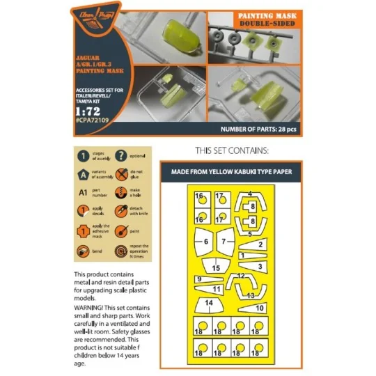 Jaguar A/GR.1/GR.3 painting mask for Italeri/Revell/Tamiya kits, 1/... Jaguar A/GR.1/GR.3 painting mask for Italeri/Revell/Tamiya kits, 1/...