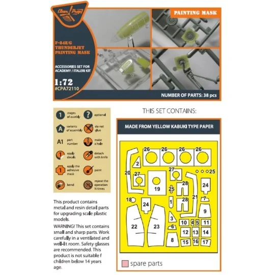 F84E/G Thunderjet painting mask for Italeri/Academy kits, 1/72 - Cl... F84E/G Thunderjet painting mask for Italeri/Academy kits, 1/72 - Cl...