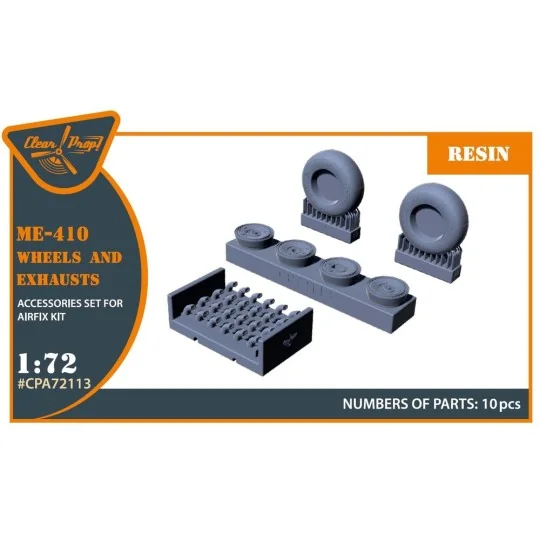 Me-410 B-1/U2/U4/R4 wheel set and exhausts for Airfix kit, 1/72 - C... Me-410 B-1/U2/U4/R4 wheel set and exhausts for Airfix kit, 1/72 - C...