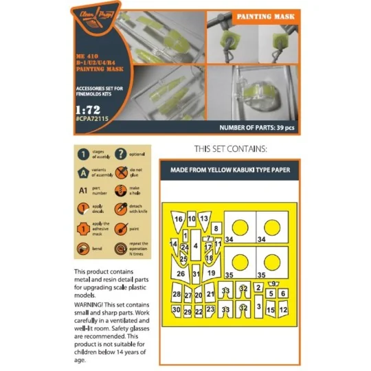 Me-410 B-1/U2/U4/R4 painting mask for Finemolds kits, 1/72 - Clear ...