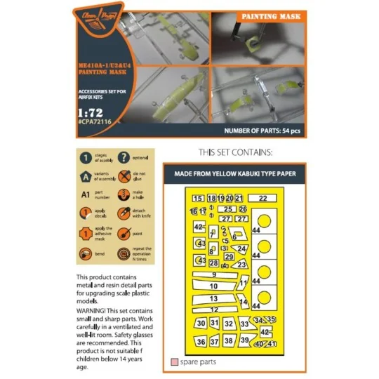Me-410 B-1/U2/U4/R4 painting mask for Airfix kit, 1/72 - Clear Prop... Me-410 B-1/U2/U4/R4 painting mask for Airfix kit, 1/72 - Clear Prop...