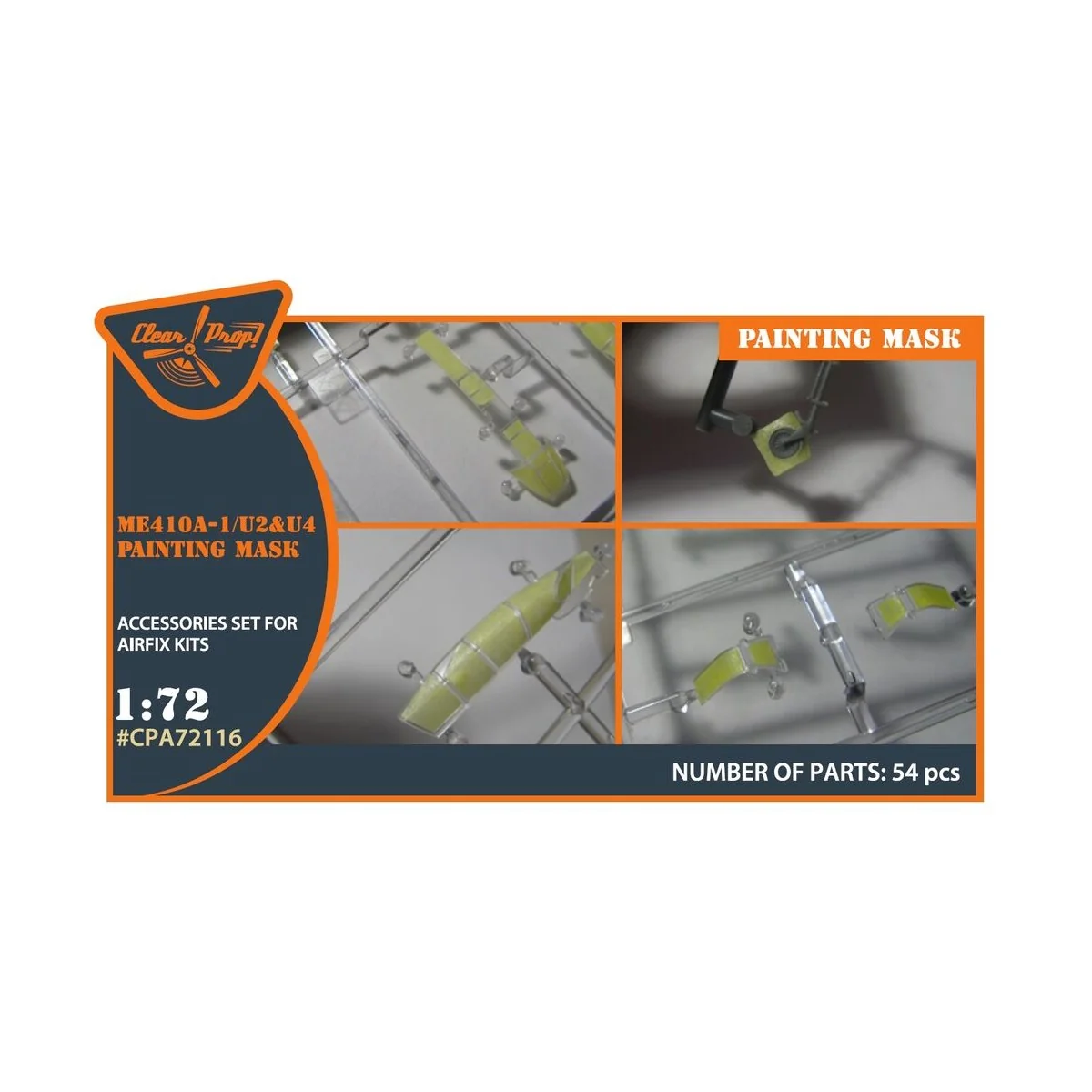 Me-410 B-1/U2/U4/R4 painting mask for Airfix kit, 1/72 - Clear Prop... Me-410 B-1/U2/U4/R4 painting mask for Airfix kit, 1/72 - Clear Prop...
