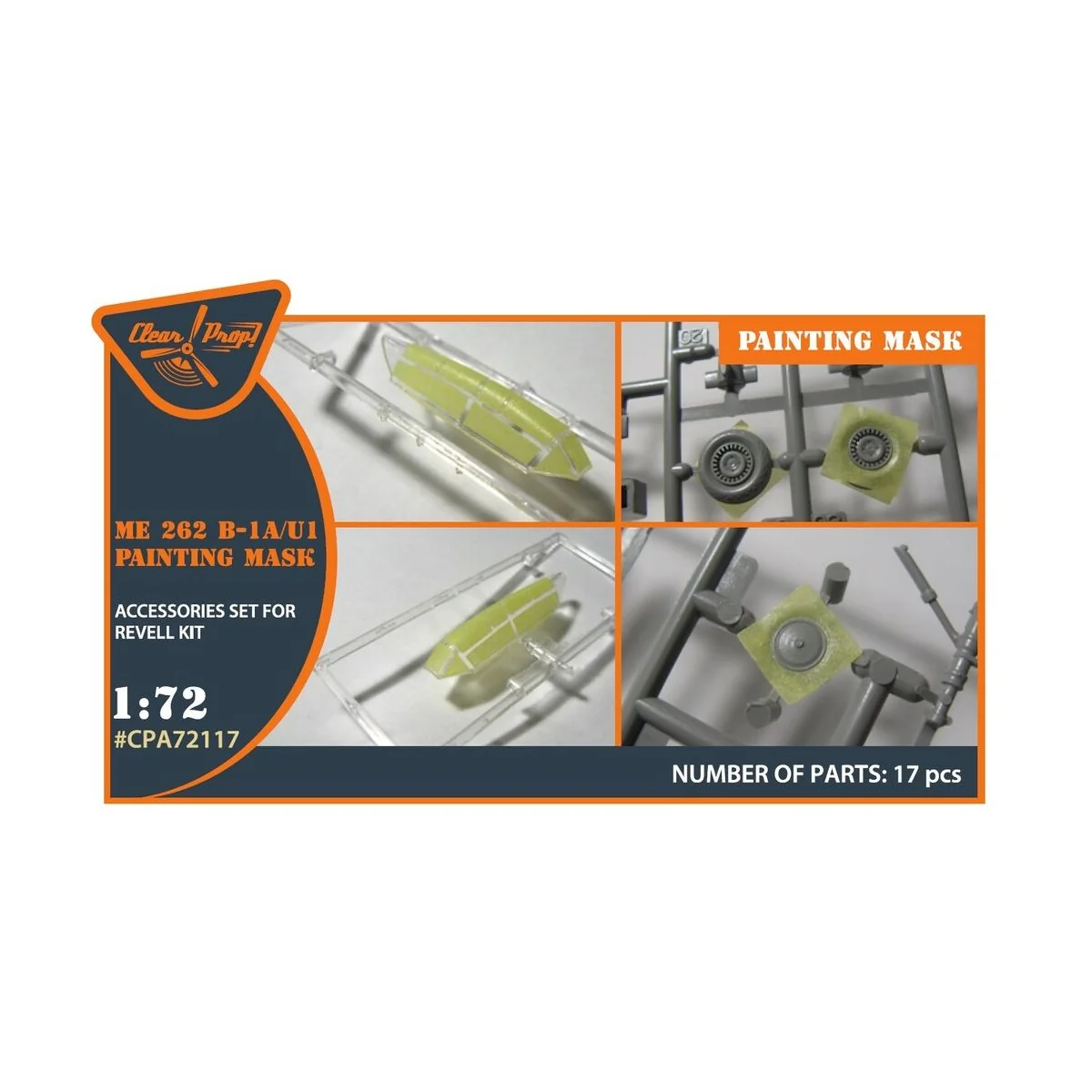 Me-262B-1A/U1 painting mask for REVELL kit, 1/72 - Clear Prop Acces...