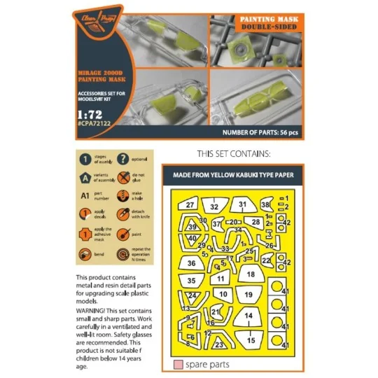 Mirage 2000D double-sided painting mask for Modelsvit kit 72075, 1/... Mirage 2000D double-sided painting mask for Modelsvit kit 72075, 1/...