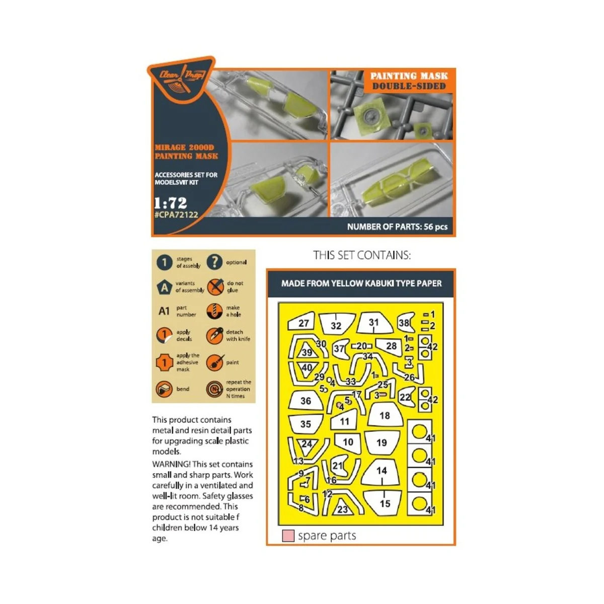 Mirage 2000D double-sided painting mask for Modelsvit kit 72075, 1/... Mirage 2000D double-sided painting mask for Modelsvit kit 72075, 1/...