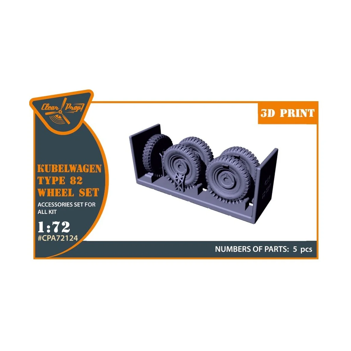 Kubelwagen type 82 Wheel set, 1/72 - Clear Prop Accessories CPA72124 Kubelwagen type 82 Wheel set, 1/72 - Clear Prop Accessories CPA72124