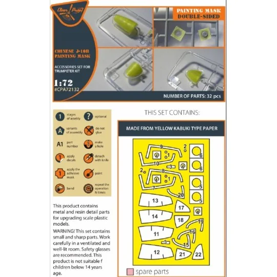 Chinese J-10B double-sided painting mask for Trumpeter kit 01651, 1... Chinese J-10B double-sided painting mask for Trumpeter kit 01651, 1...