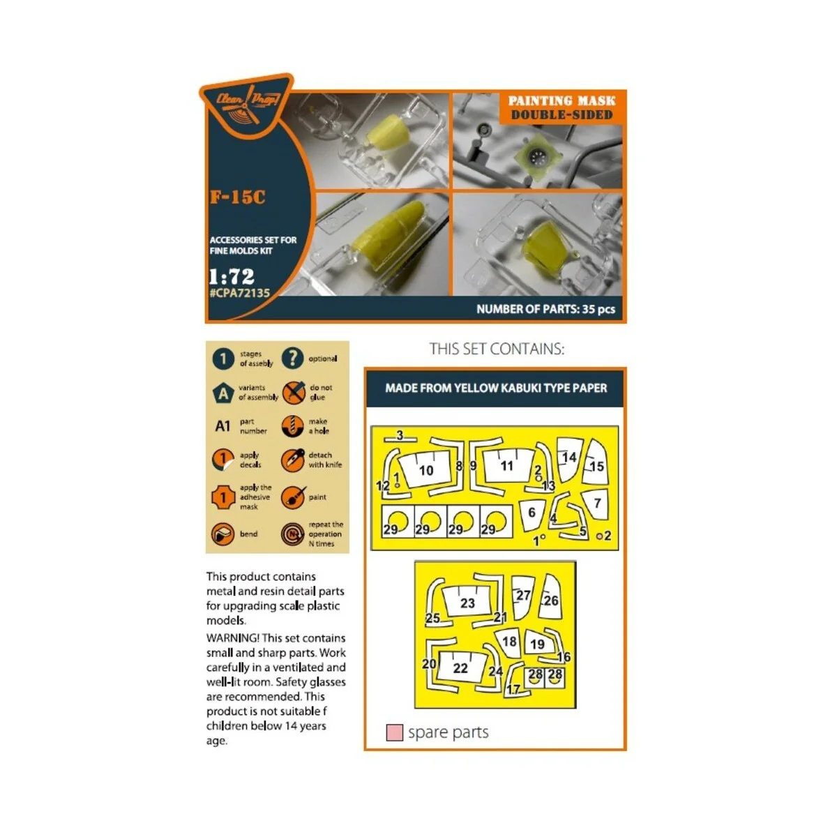 F-15C painting mask for Finemolds kits, 1/72 - Clear Prop Accessori...