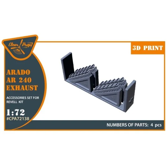 Arado Ar-240 exhausts for REVELL kit, 1/72 - Clear Prop Accessories... Arado Ar-240 exhausts for REVELL kit, 1/72 - Clear Prop Accessories...