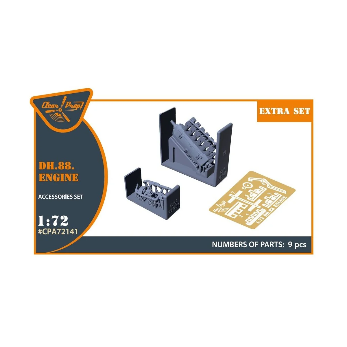 DH.88 Comet engine set 3D print, 1/72 - Clear Prop Accessories CPA7... DH.88 Comet engine set 3D print, 1/72 - Clear Prop Accessories CPA7...