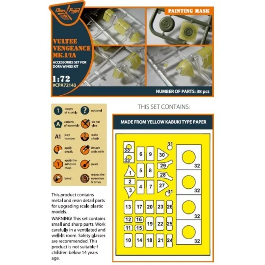 Vultee Vengeance Mk.I/IA painting mask for Dora Wings kit, 1/72 - C...