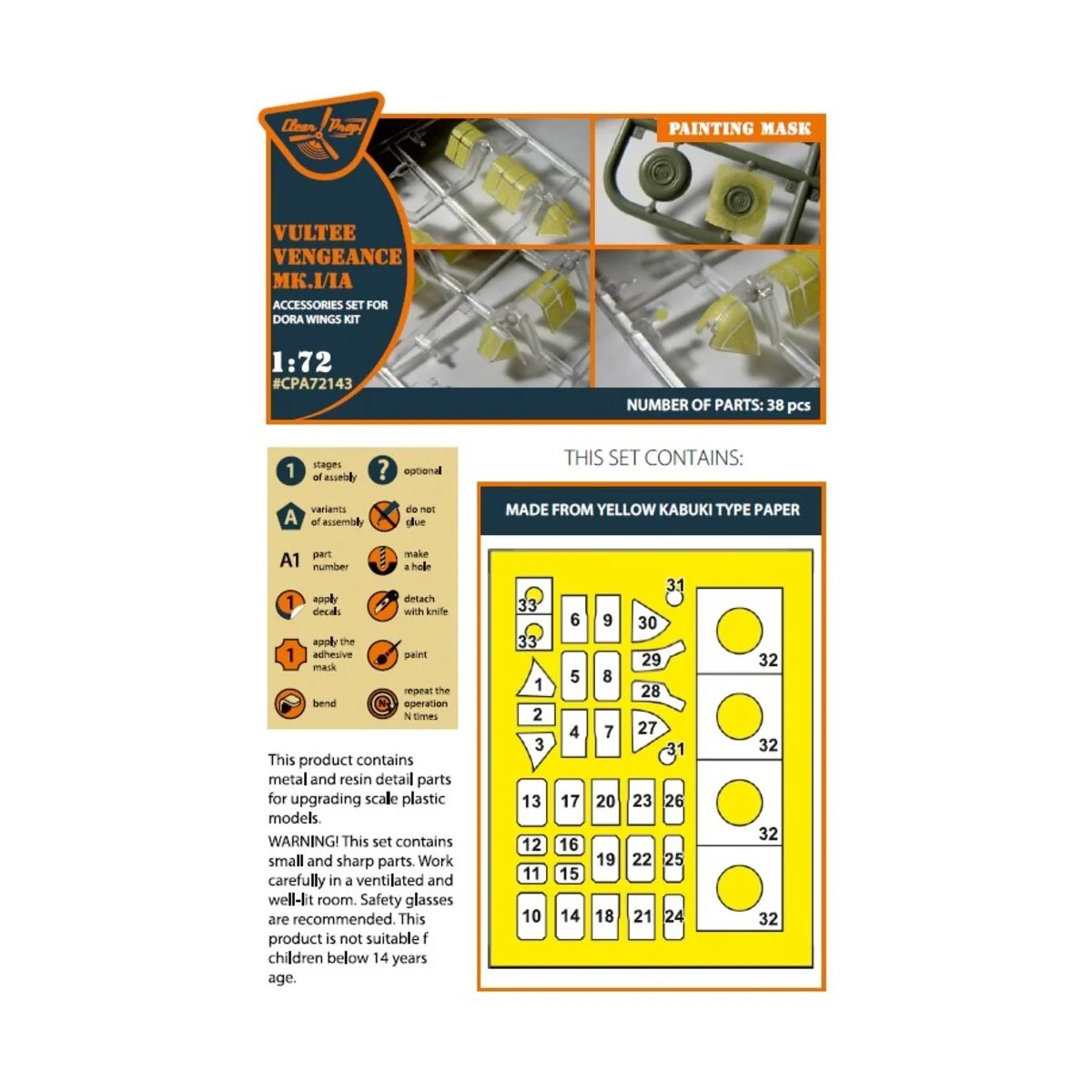 Vultee Vengeance Mk.I/IA painting mask for Dora Wings kit, 1/72 - C...