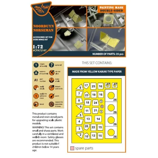 Noorduyn Norseman double-sided painting mask for Dora Wings kit, 1/... Noorduyn Norseman double-sided painting mask for Dora Wings kit, 1/...