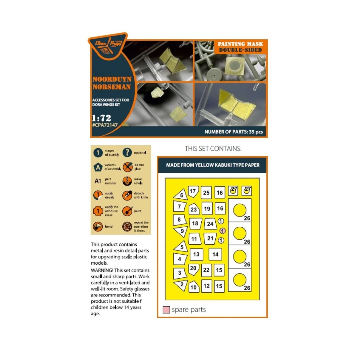 Noorduyn Norseman double-sided painting mask for Dora Wings kit, 1/... Noorduyn Norseman double-sided painting mask for Dora Wings kit, 1/...