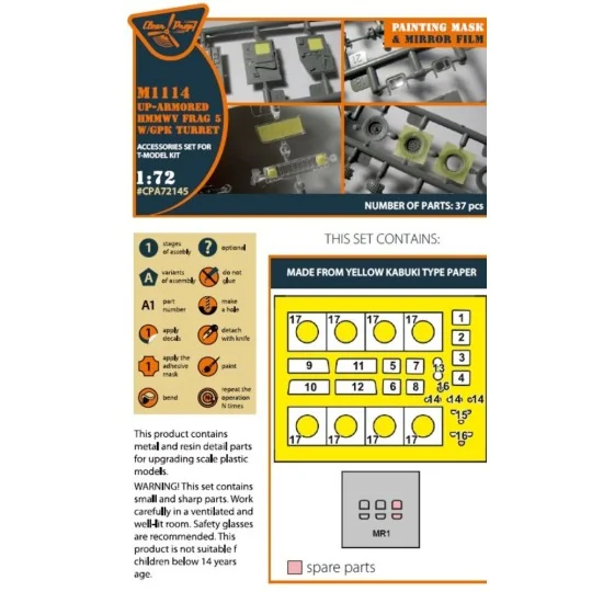 M1114 Up-armored HMMWV Frag 5 W/GPK Turren painting mask for T-Mode... M1114 Up-armored HMMWV Frag 5 W/GPK Turren painting mask for T-Mode...