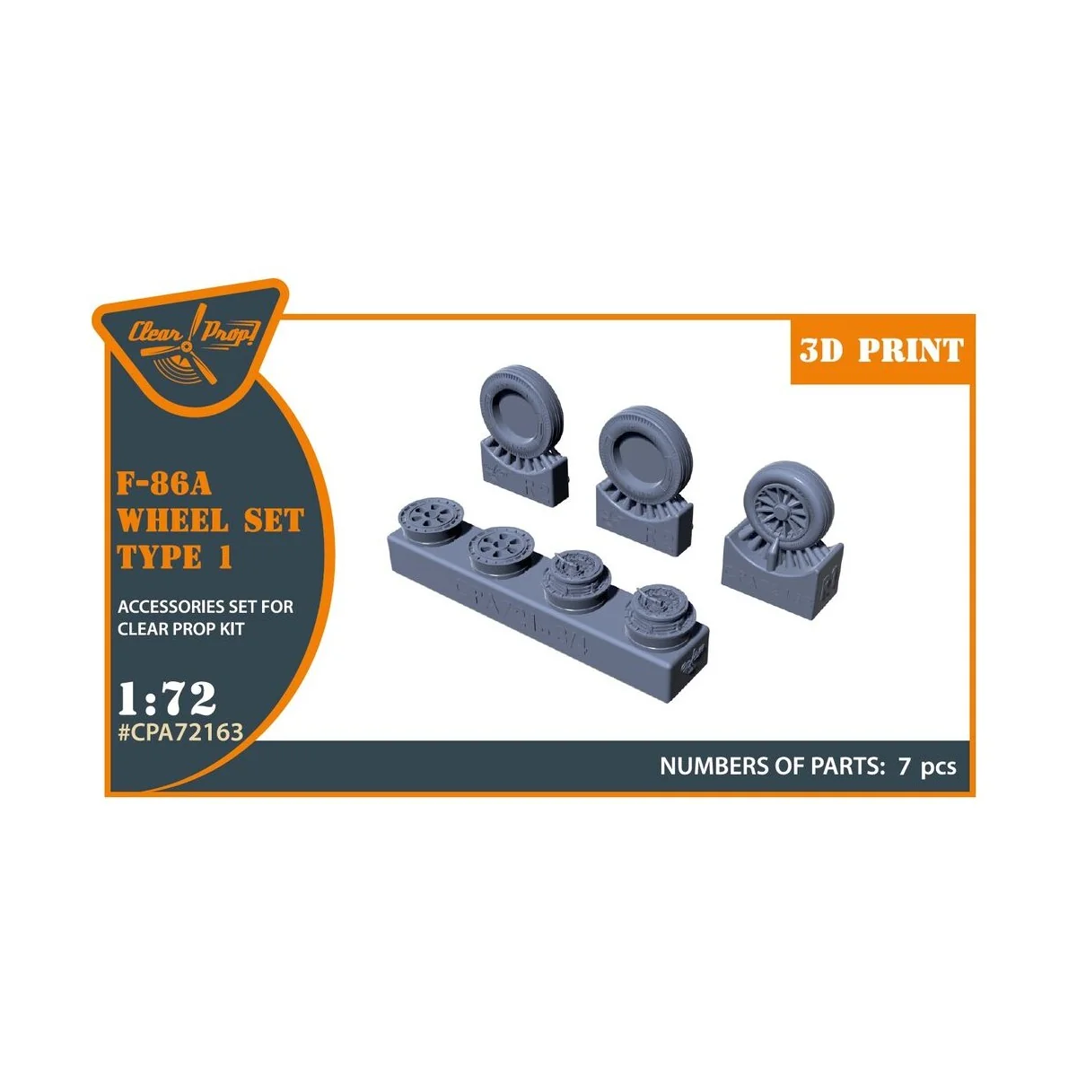 F-86A wheel set type 1 for CP kits, 1/72 - Clear Prop Accessories C...