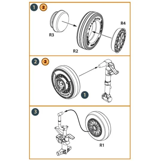 F-86A wheel set type 1 for CP kits, 1/72 - Clear Prop Accessories C...
