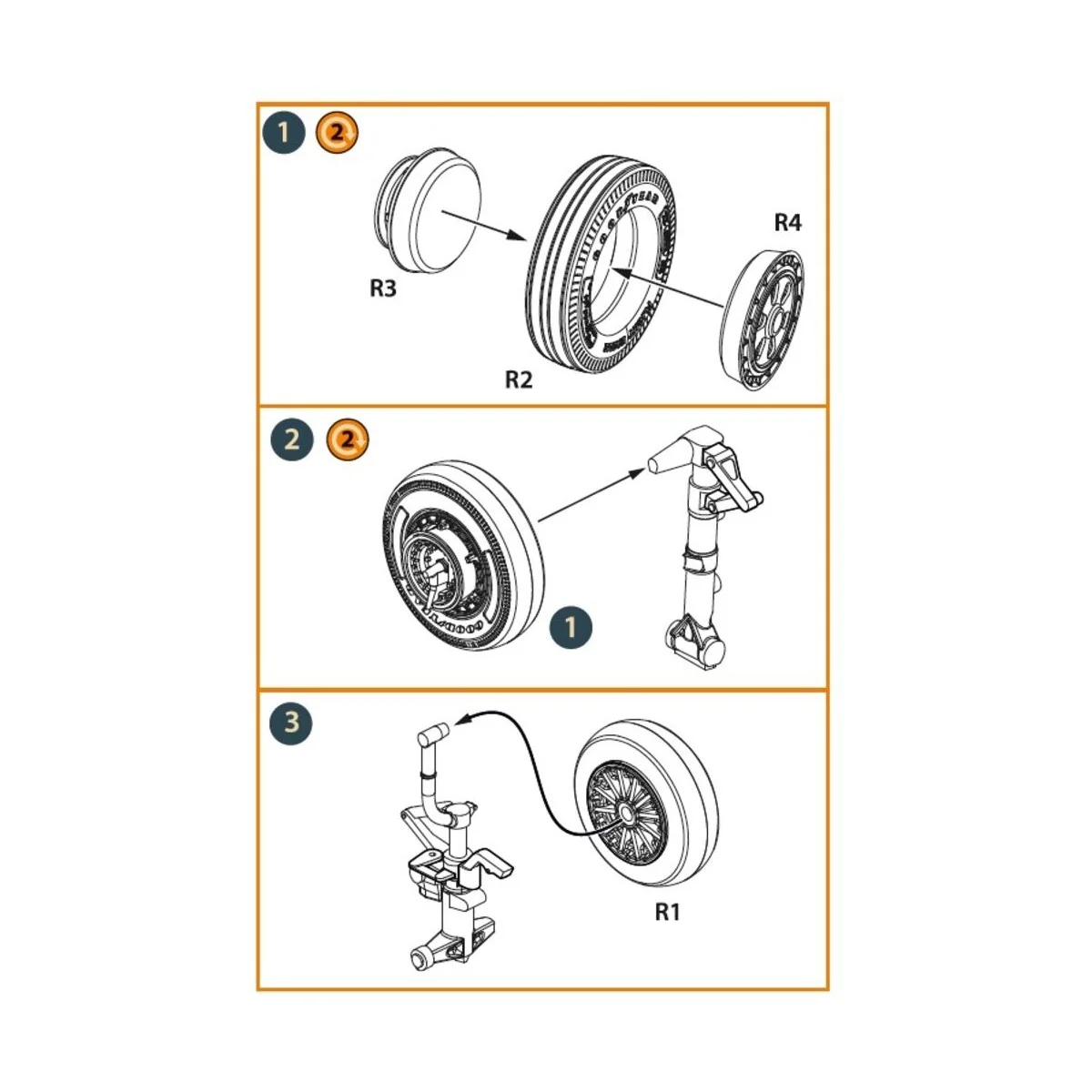 F-86A wheel set type 1 for CP kits, 1/72 - Clear Prop Accessories C...