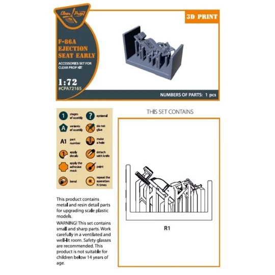 F-86A Ejection seat early for CP kits, 1/72 - Clear Prop Accessorie... F-86A Ejection seat early for CP kits, 1/72 - Clear Prop Accessorie...