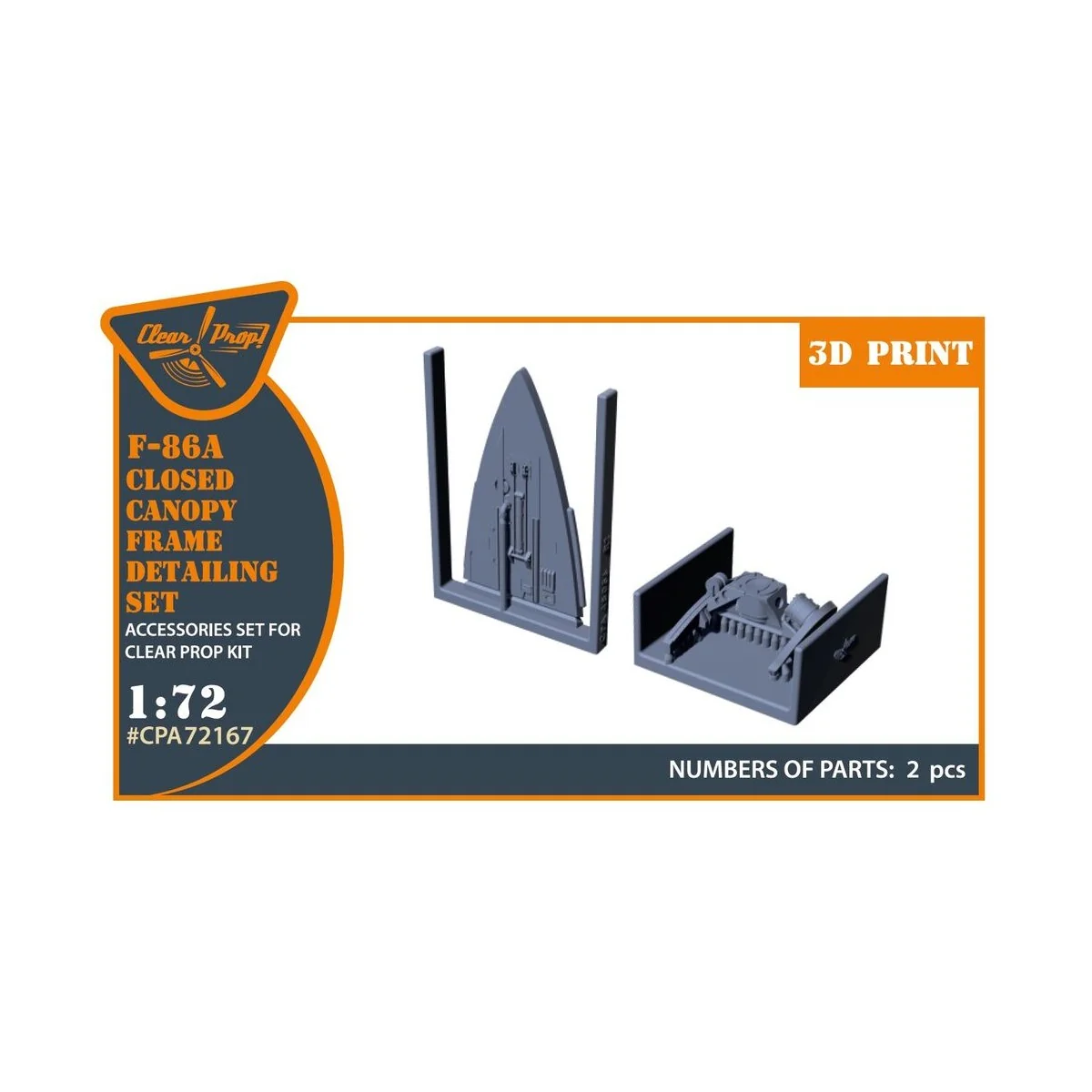 F-86A Closed canopy frame detailing set for CP kits, 1/72 - Clear P...