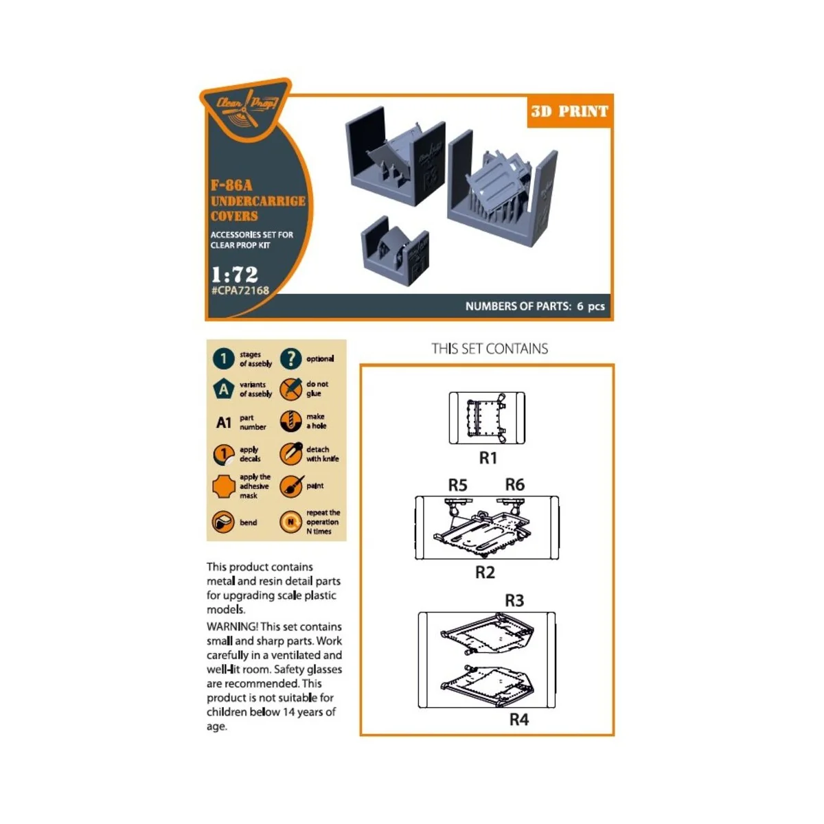 F-86A undercarriage covers for CP kits, 1/72 - Clear Prop Accessori...