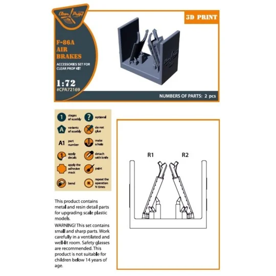 F-86A air brakes for CP kits, 1/72 - Clear Prop Accessories CPA72169 F-86A air brakes for CP kits, 1/72 - Clear Prop Accessories CPA72169