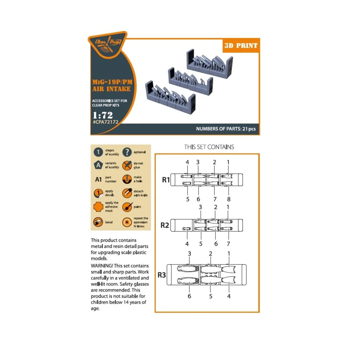 MiG-19P/PM Air intake for CP kits, 1/72 - Clear Prop Accessories CP... MiG-19P/PM Air intake for CP kits, 1/72 - Clear Prop Accessories CP...