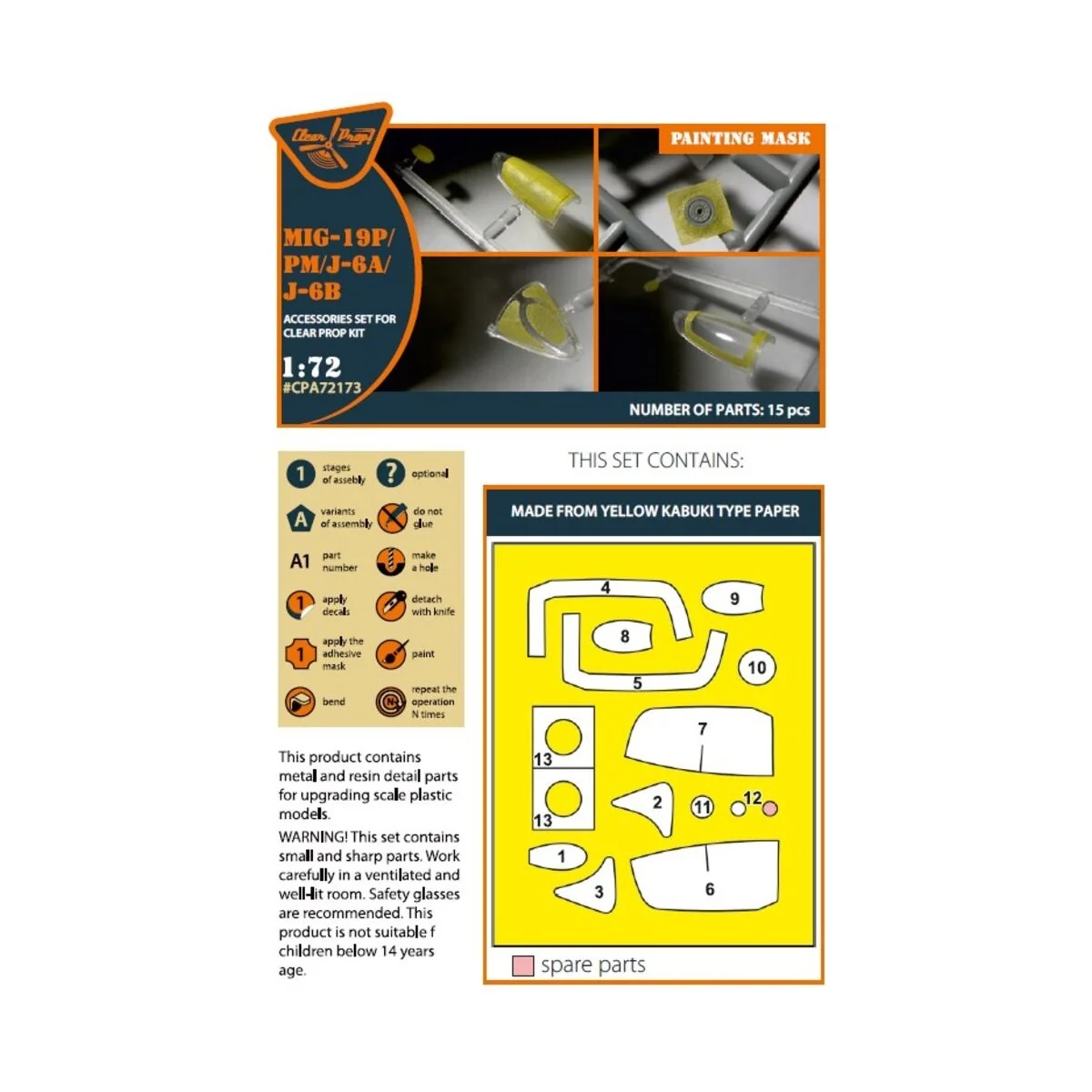 MiG-19P/PM/J-6A/J-6B painting mask for CP kits, 1/72 - Clear Prop A...