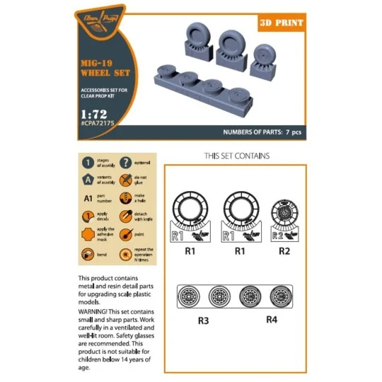 MiG-19 wheel set for CP kits, 1/72 - Clear Prop Accessories CPA72175