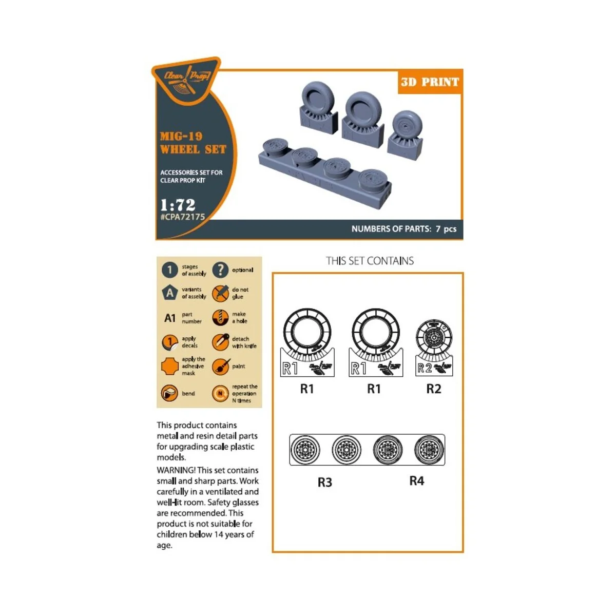 MiG-19 wheel set for CP kits, 1/72 - Clear Prop Accessories CPA72175