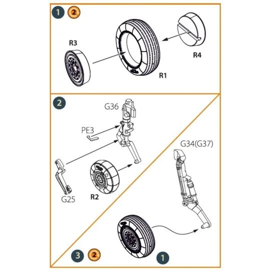 MiG-19 wheel set for CP kits, 1/72 - Clear Prop Accessories CPA72175