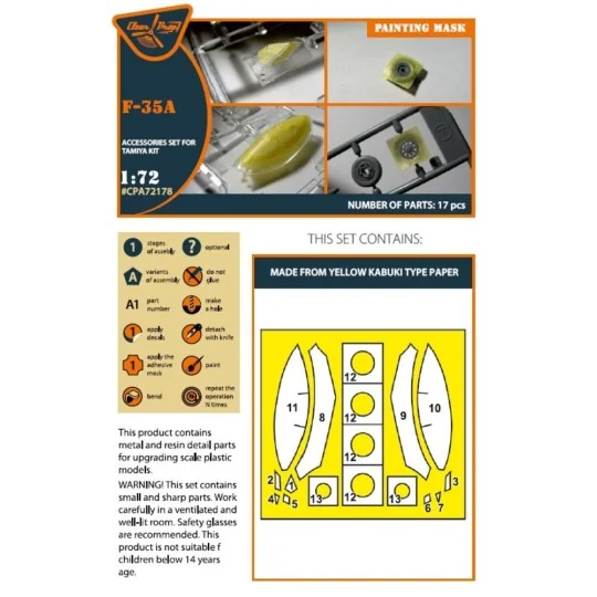 F-35A painting mask for Tamiya kit, 1/72 - Clear Prop Accessories C... F-35A painting mask for Tamiya kit, 1/72 - Clear Prop Accessories C...