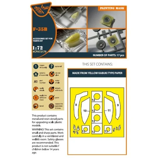 F-35B painting mask for Tamiya kit, 1/72 - Clear Prop Accessories C... F-35B painting mask for Tamiya kit, 1/72 - Clear Prop Accessories C...