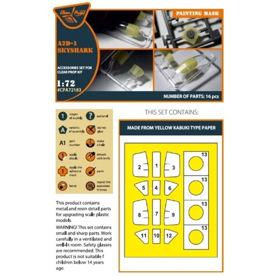 A2D-1 Skyshark painting mask for CP kits, 1/72 - Clear Prop Accesso...