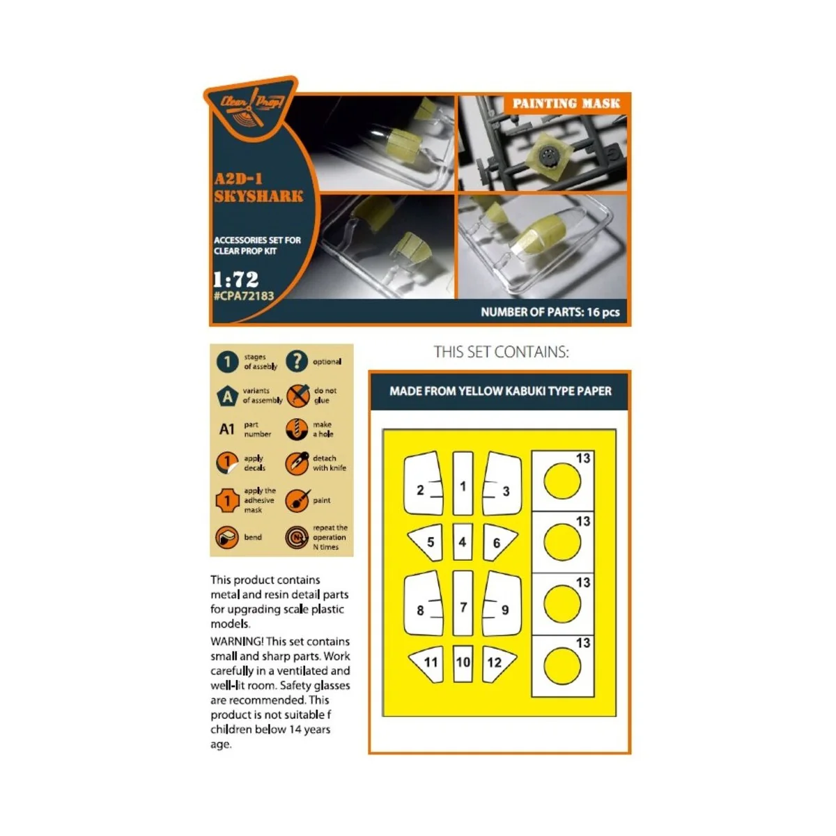 A2D-1 Skyshark painting mask for CP kits, 1/72 - Clear Prop Accesso...