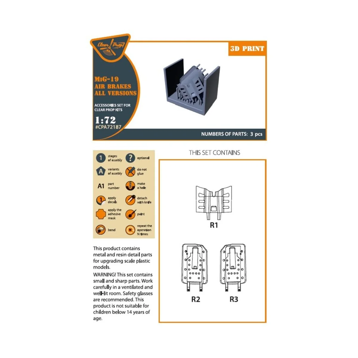 MiG-19 air brakes for CP kits, 1/72 - Clear Prop Accessories CPA72187 MiG-19 air brakes for CP kits, 1/72 - Clear Prop Accessories CPA72187